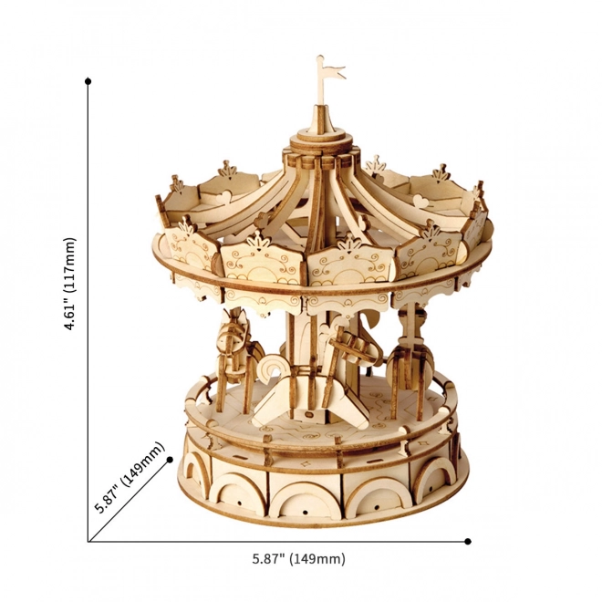 Veselý kolotoč 3D Puzzle z Dreva