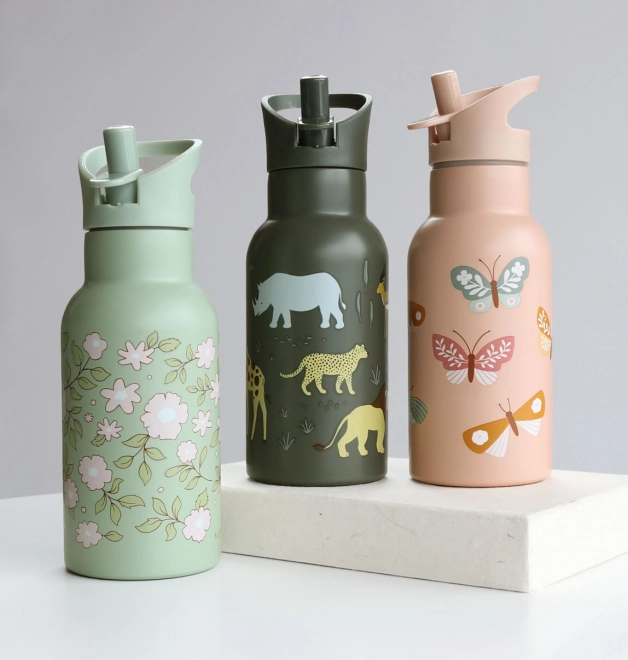 A Little Lovely Company Nerezová fľaša na pitie 500 ml – Zvieratá savany