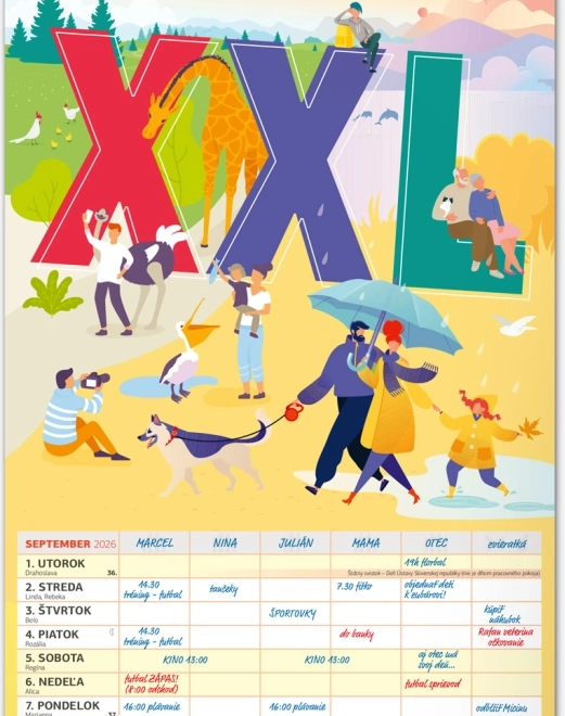 Nástenný kalendár Rodinný plánovací XXL 2026