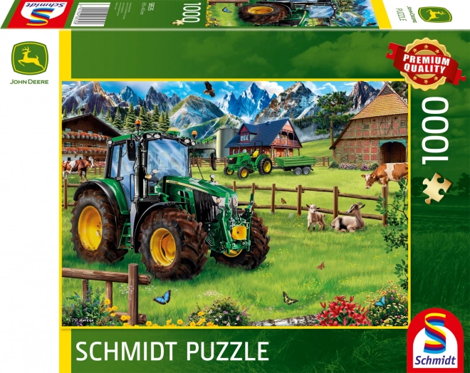 Puzzle Alpská pastvina s traktorem: John Deere 6120M