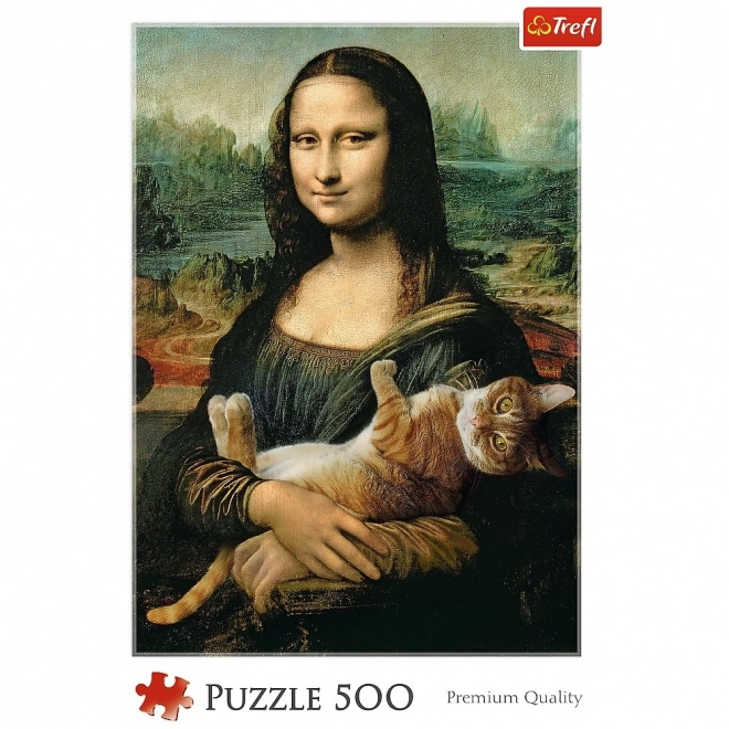 Puzzle Mona Lisa a kocúr Mruczek