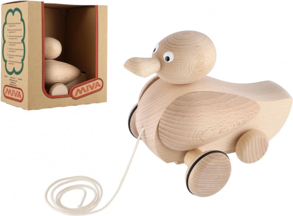 Ťahací káčer z prírodného dreva 17 cm