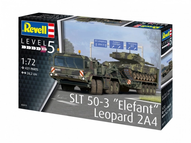 Model nákladného vozidla SLT 50-3 Elefant a tanku Leopard 2A4