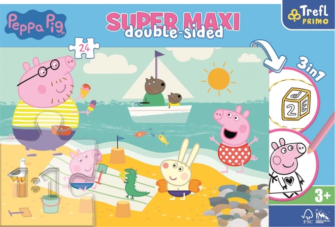 Obojstranné puzzle Prasiatko Peppa Super Maxi 24 dielikov