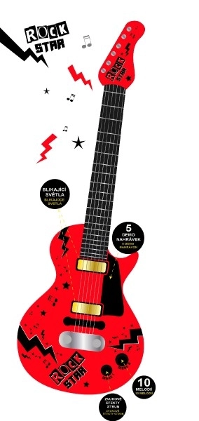 Elektrická gitara ROCK STAR plastová 58cm na batérie so zvukom, svetlom v krabici 24x62x5,5cm