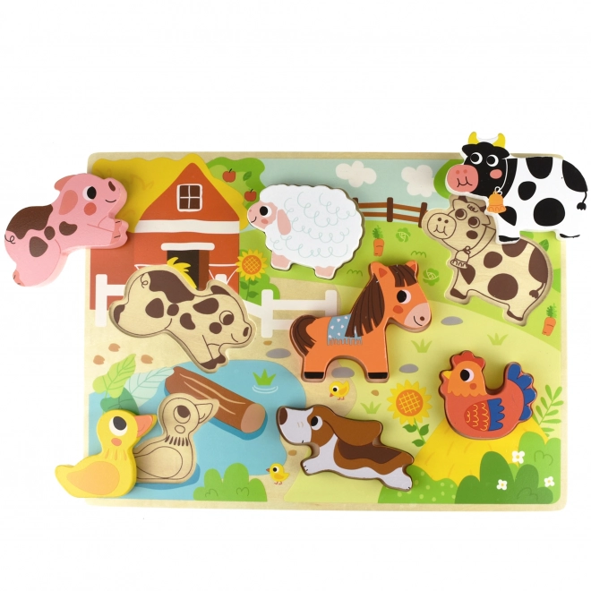 Tooky Toy drevené puzzle Zvieratká na farme