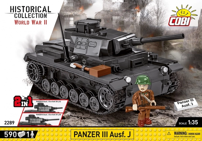 COBI II WW Panzer III Ausf J, 1:35, 590 k, 1 figúrka