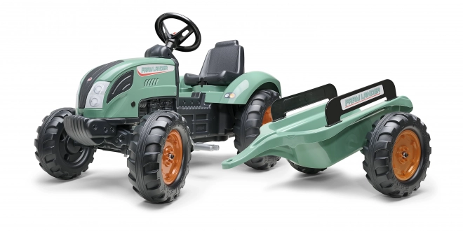Falk zelený šliapací traktor s prívesom