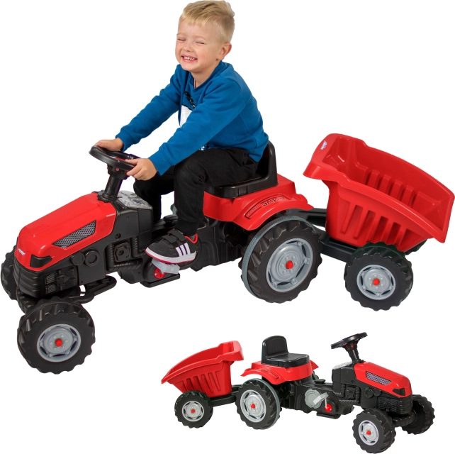 Šliapací traktor Farmer GoTrac Maxi s prívesom Tiché kolesá