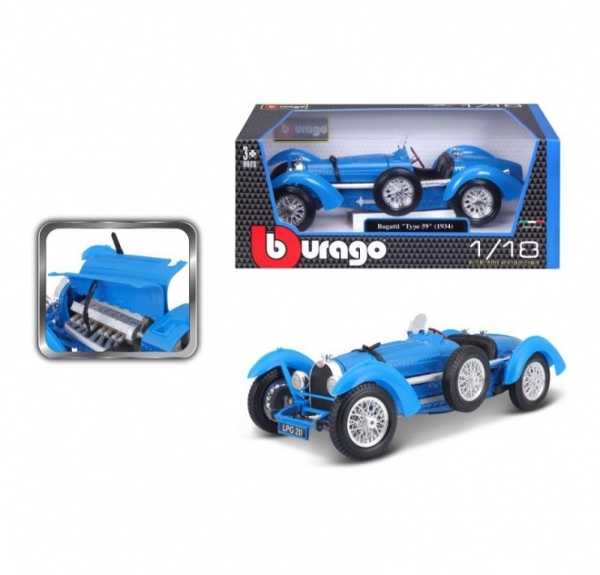 Bburago 1:18 Bugatti Type 59 Modrá