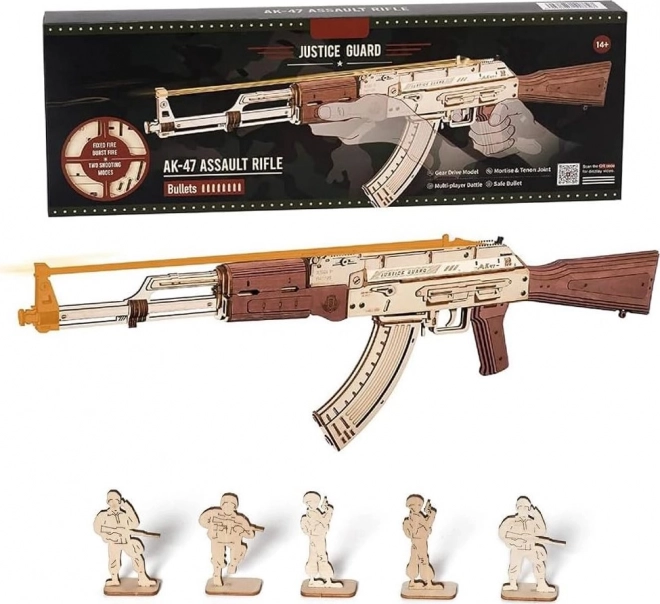 RoboTime 3D Drevené mechanické puzzle Útočná puška AK-47