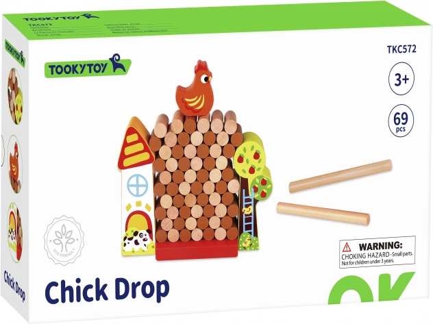 Tooky Toy Drevená Hra Spadni Kura Farma