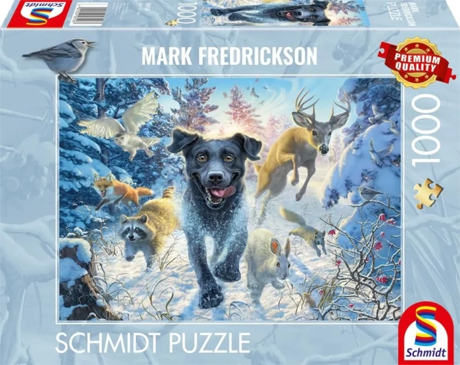 Puzzle Labradora v snehu 1000 dielikov