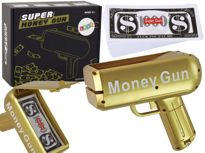 Zlatá pištoľ na peniaze Money Gun