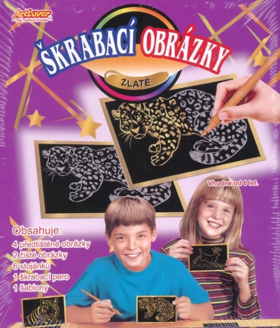 Artlover škrabacie obrázky zlaté - sada 6 ks