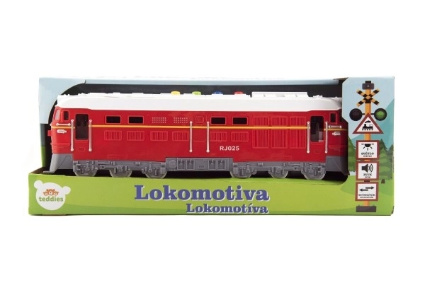 Lokomotíva/vlak plast 35cm na batérie so zvukom so svetlom v krabici 41x16x12cm – Červená