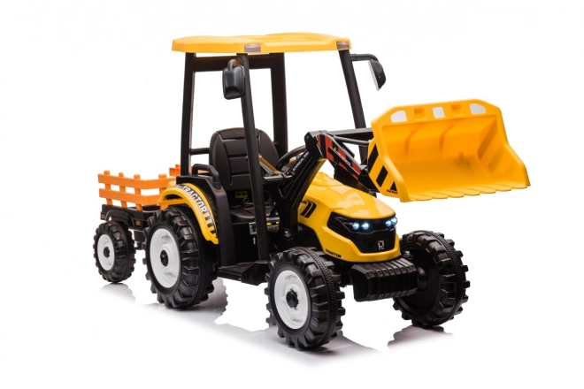 Detský traktor s prívesom žltý