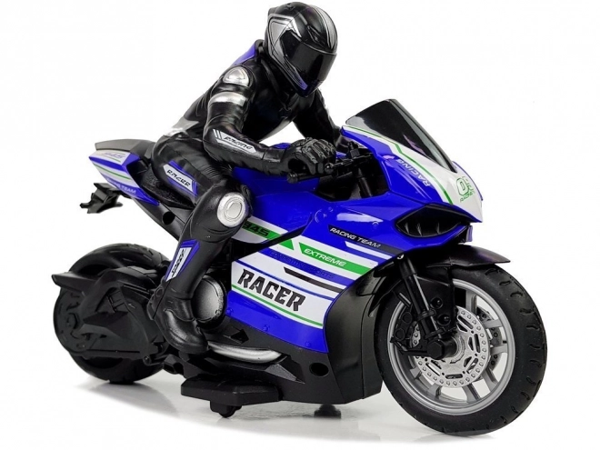 Modrý diaľkovo ovládaný športový motocykel 2.4G
