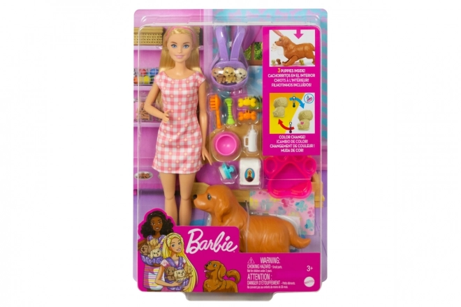 Bábika Mattel Barbie a novorodené šteniatka