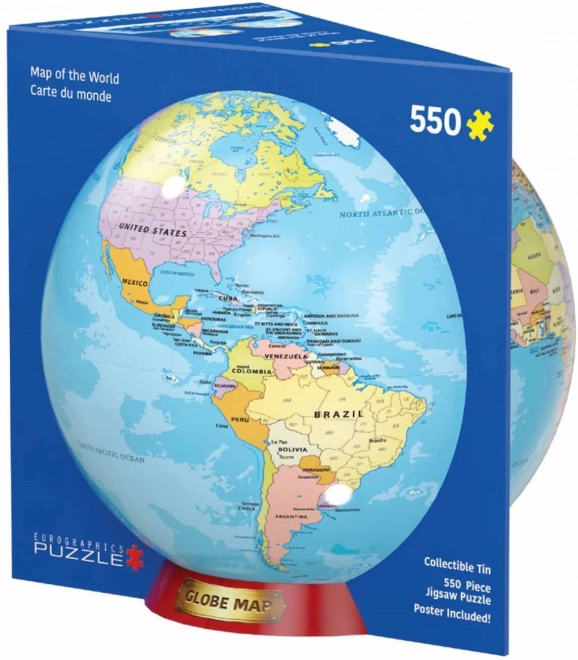 Puzzle Mapa sveta 550 dielikov v plechovke