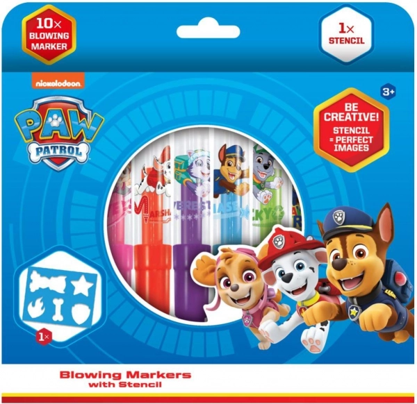 Fúkacie fixky so šablónou PAW PATROL, 10 ks, krabička 20 × 19 cm