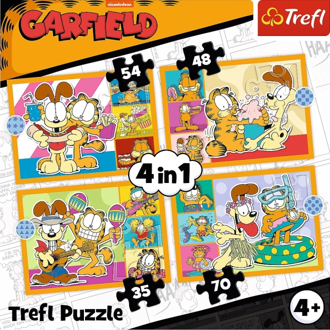Puzzle TREFL Garfield miluje lasagne 4v1