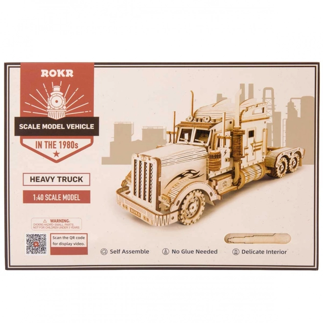 Drevené 3D puzzle ROKR - Tiažký nákladný automobil