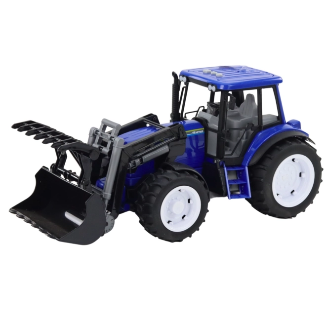 Detský traktor s pohyblivou lyžicou modrý