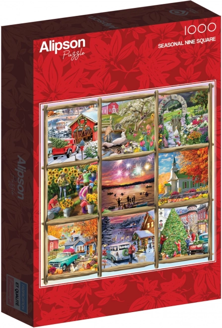 Štvorcové puzzle Koláž Jar, Leto, Jeseň, Zima 1000 dielikov