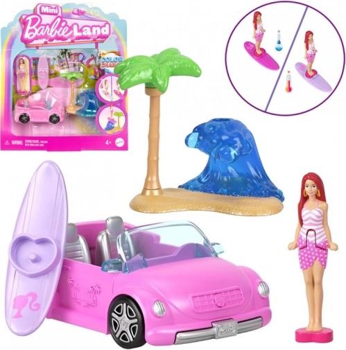 Mattel mini Barbie Land kabriolet s minibábikou Barbie a meniacou sa farbou