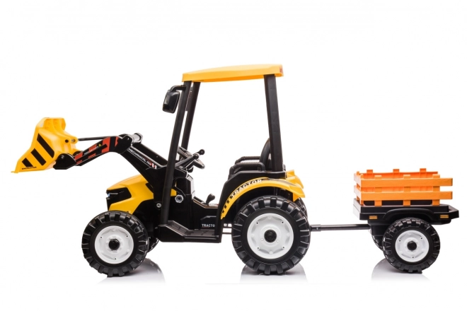 Detský traktor s prívesom žltý