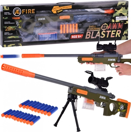 Veľká penová sniper puška s optikou a zásobníkom