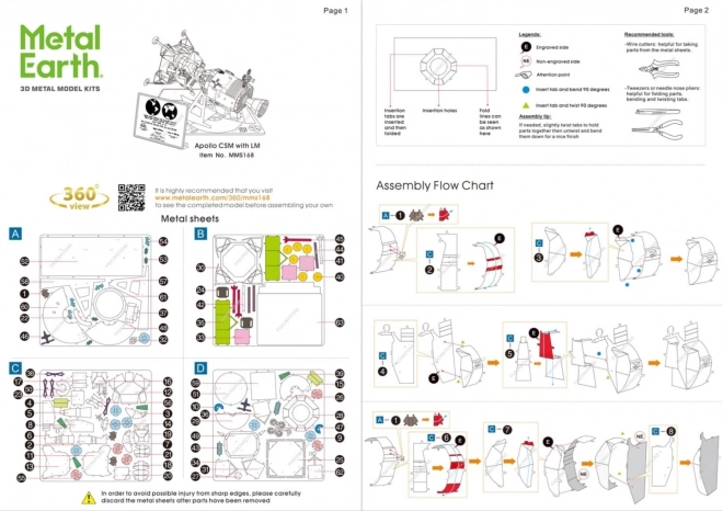 Metal Earth 3D puzzle Apollo CSM s lunárnym modulom