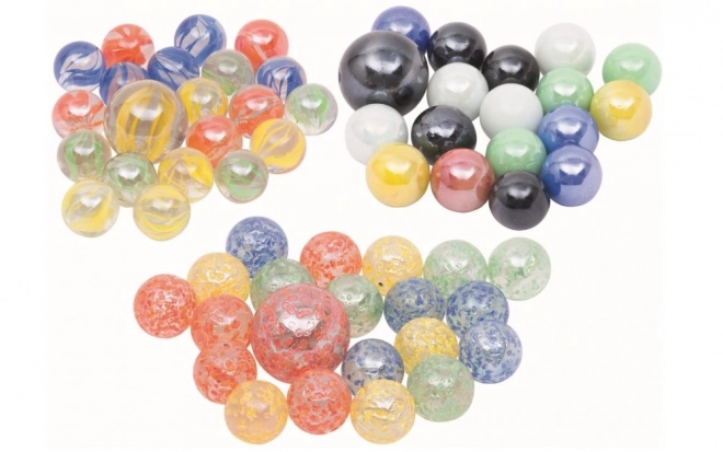 Sklenené guľôčky 21 ks - Marbles