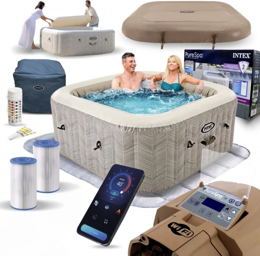 nafukovacie štvorcové spa pre 4 osoby 175 × 71 cm s hydromasážou INTEX