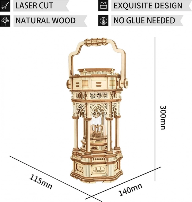 Viktoriánsky lampáš - krabička na hračky - 3D drevené puzzle