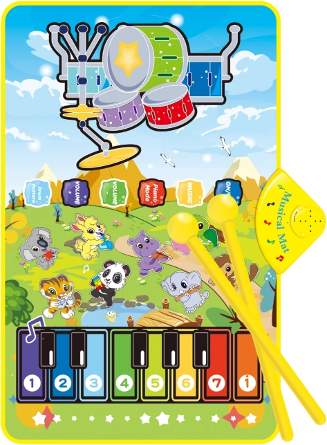 Woopie Hudobná Podložka Zvieratká Interaktívne Piano a Bicie 2v1