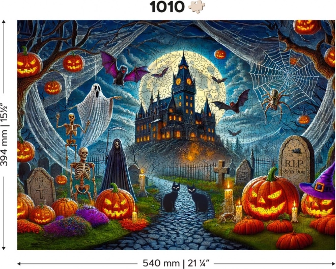 Drevené puzzle Halloween hrad