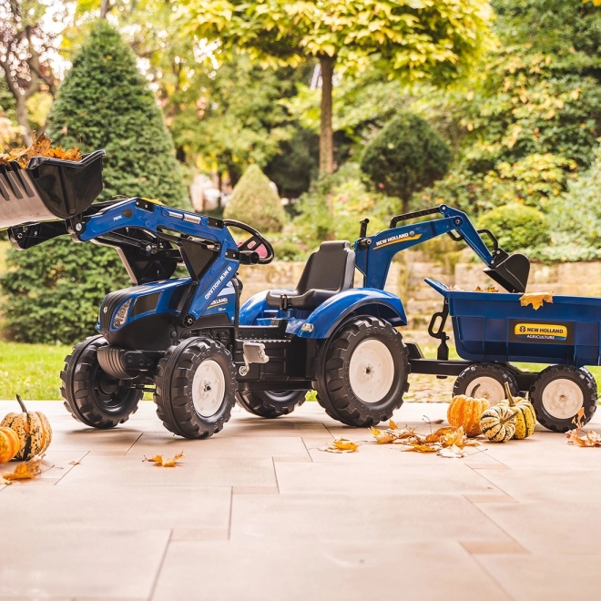 Traktor New Holland s prívesom modrý pre deti od 3 rokov