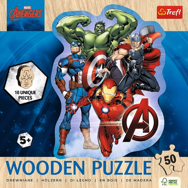 Drevené obrysové puzzle Avengers a ich dobrodružstvá