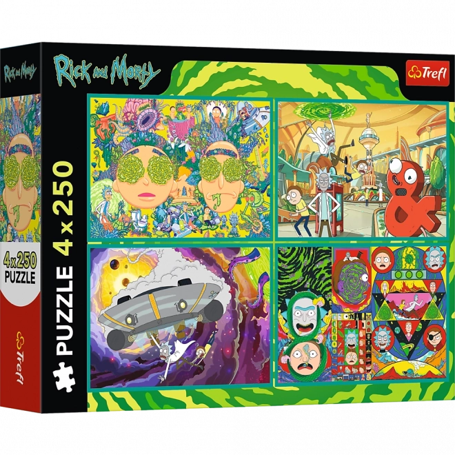 Puzzle 4x250 - šialený svet Ricka a Mortyho