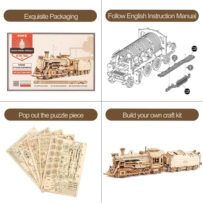 Lokomotíva - Parný expres - 3D drevené puzzle