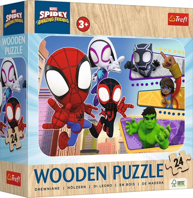 Drevené puzzle Spidey a jeho úžasní priatelia