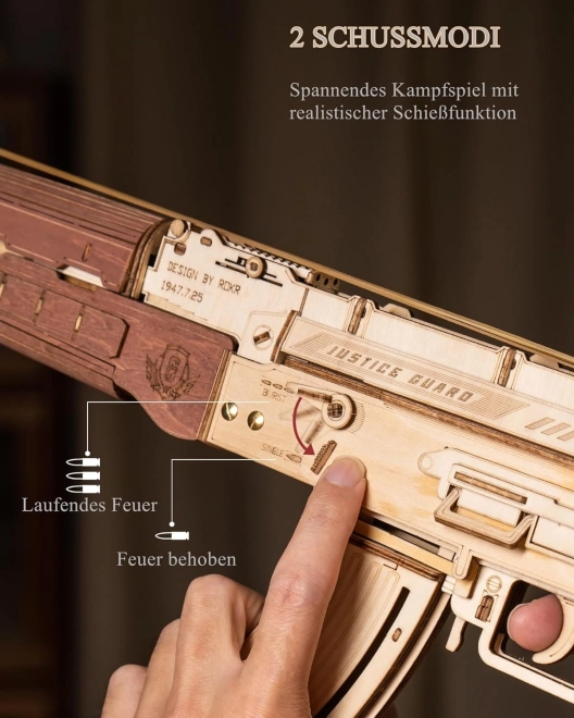 RoboTime 3D Drevené mechanické puzzle Útočná puška AK-47