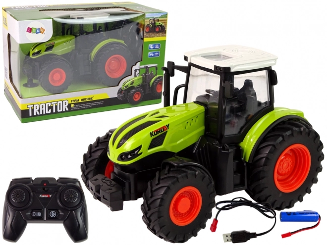 Zelený diaľkovo ovládaný traktor 1:24