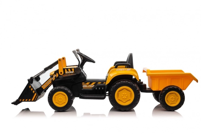 Traktor na akumulátor s lyžicou žltý