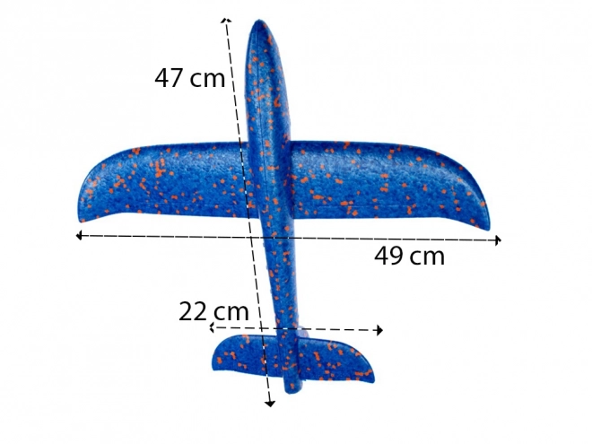 Veľké polystyrénové lietadlo hádzacia klzák 47 cm modré