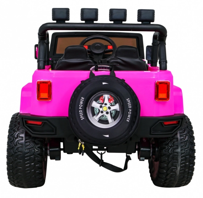 Terénne auto Monster 4x4 jeep pre deti Ružová + Diaľkové ovládanie + Nastavenie sedadla + Pomalý štart + MP3 LED + Nosič batožiny + Batoh