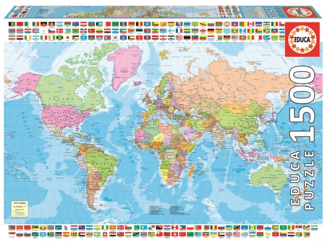 Educa puzzle politická mapa sveta 1500 dielikov