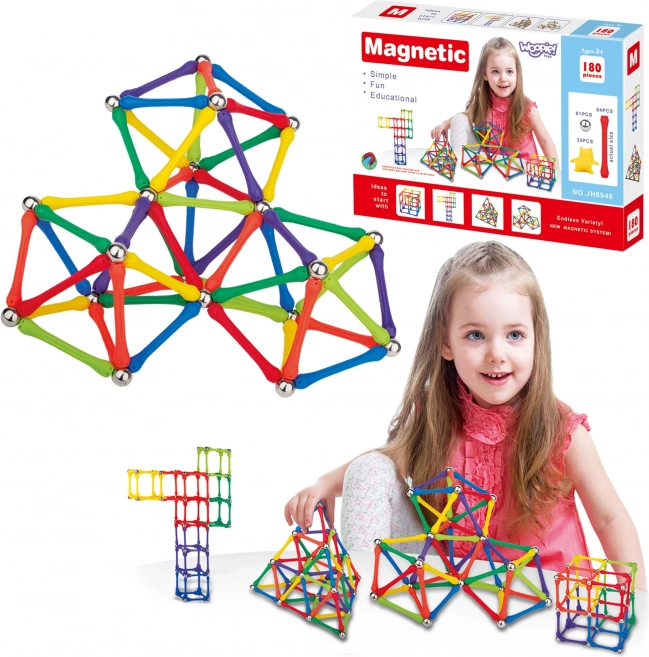 Magnetické stavebné bloky Woopie Kreatívne puzzle 180 ks